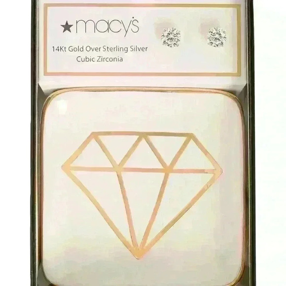 Giani Bernini Cubic Zirconia Solitaire Stud Earrings & Ceramic Trinket Dish - Picture 5 of 11